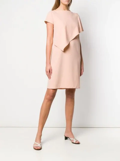 Shop Etro Shift Dress With Cape Detail In Neutrals