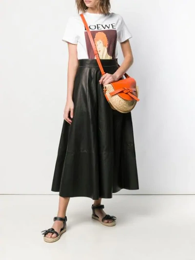 Shop Loewe High Waisted Leather Skirt In Black