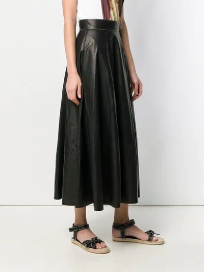 Shop Loewe High Waisted Leather Skirt In Black