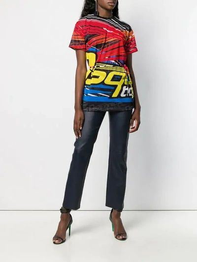 Shop Dsquared2 Printed Mesh T-shirt In Red