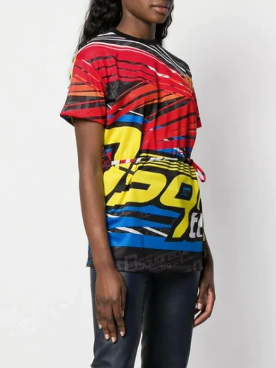 Shop Dsquared2 Printed Mesh T-shirt In Red