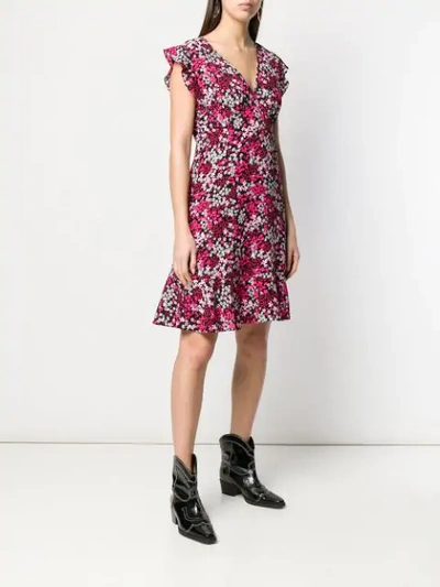 Shop Michael Michael Kors Floral Crepe Ruffle Dress In Black