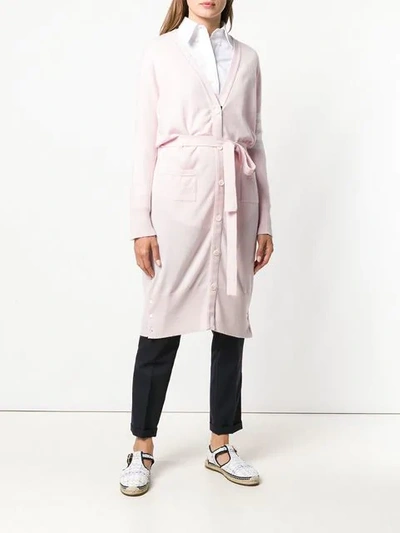 Shop Thom Browne 4-bar Stripe Cardi-coat In Pink