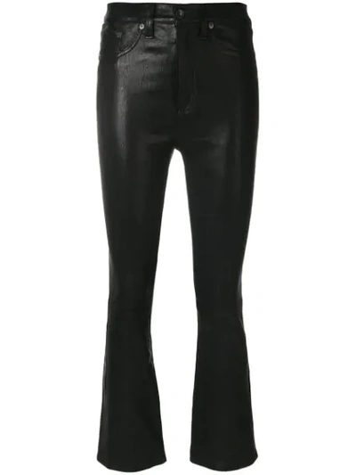 Shop Rag & Bone Cropped Leather Trousers In Black
