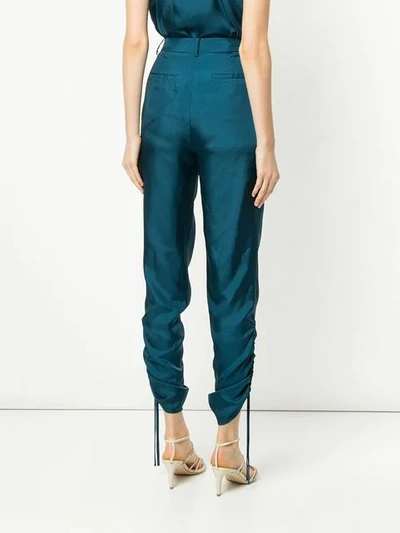 Shop Tibi Mendini Twill Shirred Pants In Blue