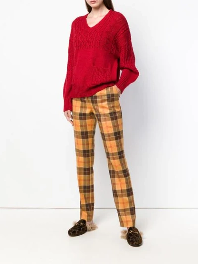 Shop Alberta Ferretti Tailored Tartan Trousers In Yellow