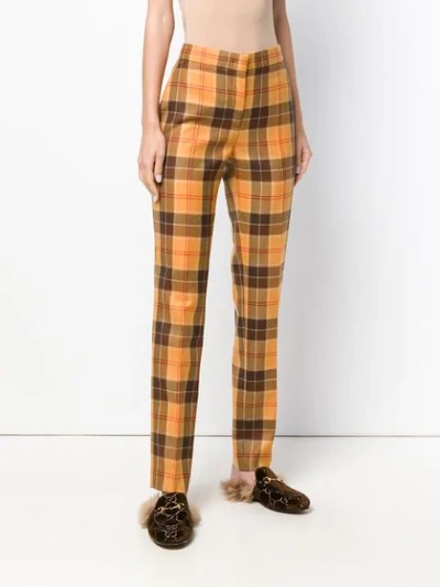 Shop Alberta Ferretti Tailored Tartan Trousers In Yellow