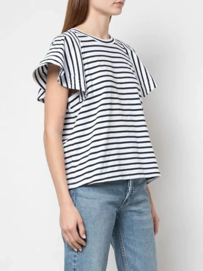 Shop A.l.c . Striped Ruffle Sleeve Top - White