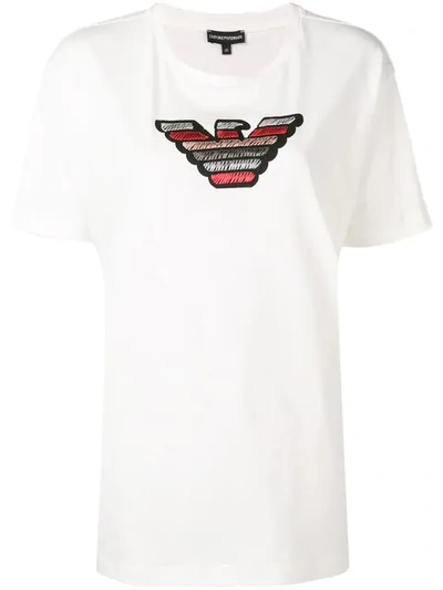 Shop Giorgio Armani Embroidered Logo T In White