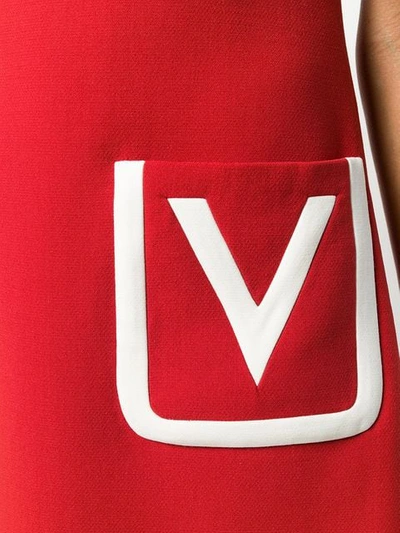 VALENTINO V字贴袋A字形连衣裙 - 红色
