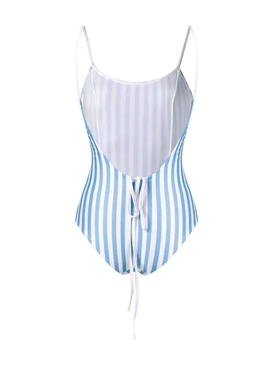 Shop Sian Swimwear Maria Striped Swimsuit In Blue