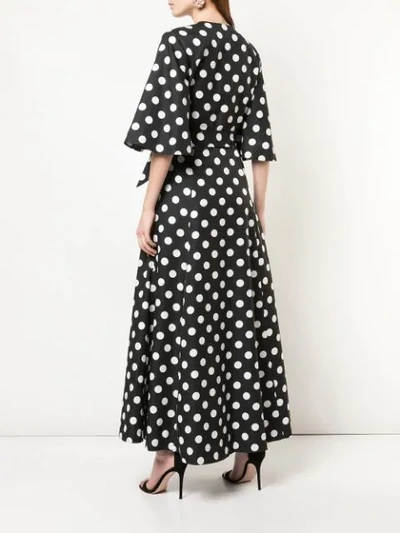 Shop Rebecca De Ravenel Polka Dot Wrap Dress In Black