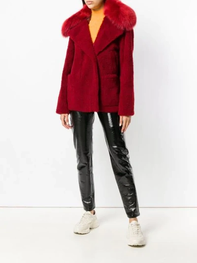 Shop Yves Salomon Fox Fur Coat In A6028 Rossa