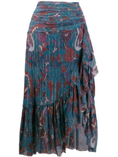 ULLA JOHNSON PRINTED AILIE SKIRT - 蓝色