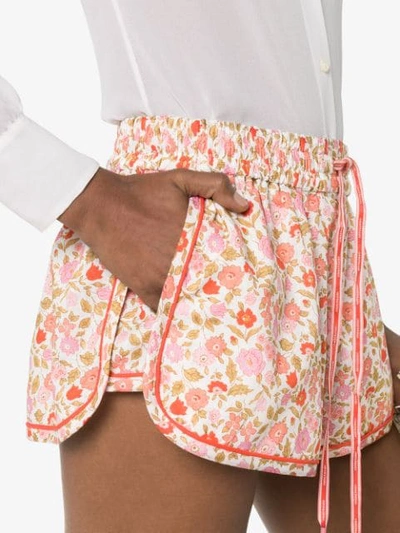 Shop Zimmermann Goldie Floral-print Shorts In Red