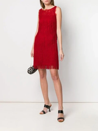 Shop Alberta Ferretti 'abito' Kleid Mit Fransen - Rot In Red