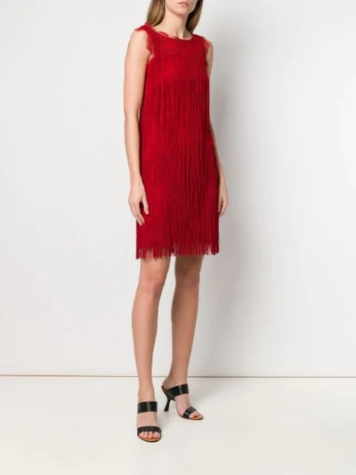 Shop Alberta Ferretti 'abito' Kleid Mit Fransen - Rot In Red