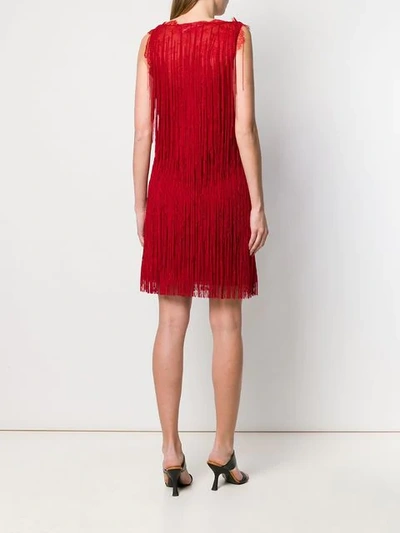 Shop Alberta Ferretti 'abito' Kleid Mit Fransen - Rot In Red