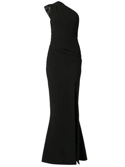 Shop Rachel Gilbert Sachi Ruched Gown In Black