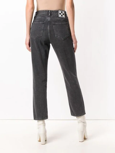 Shop Off-white Straight Cropped Jeans In Grey