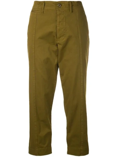 Shop Alex Mill Straight Cropped Trousers In Green