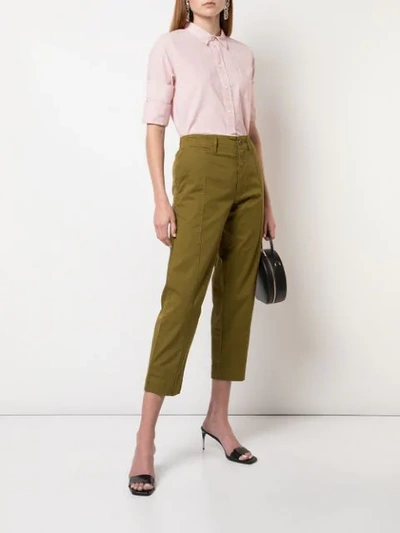 Shop Alex Mill Straight Cropped Trousers In Green