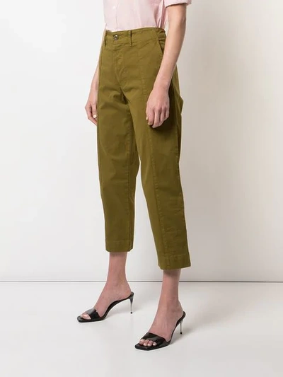 Shop Alex Mill Straight Cropped Trousers In Green