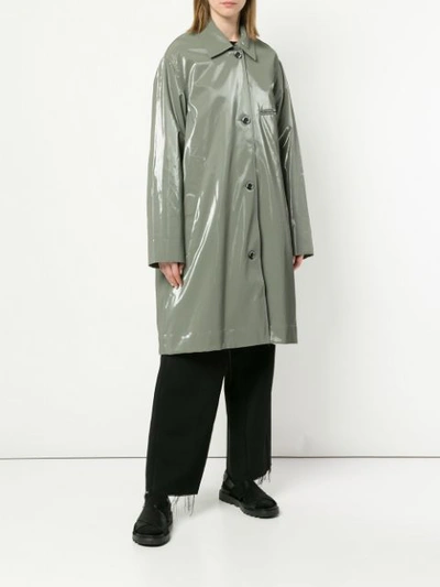 SONG FOR THE MUTE WET LOOK PRINTED COAT - 灰色