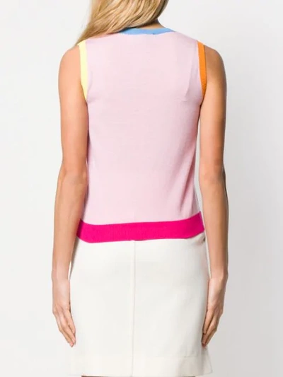 Shop Pringle Of Scotland Argyle Colour Block Sleeveless Jumper In Pink/camel