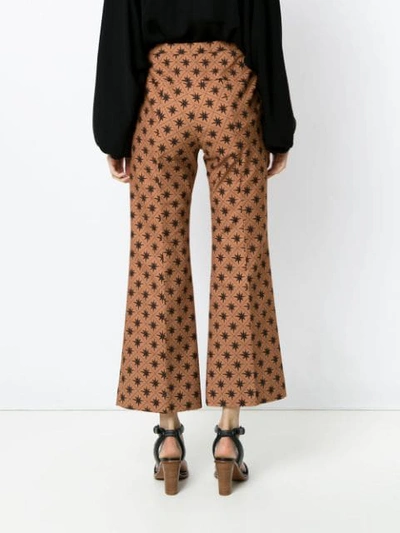 Shop Andrea Marques Wind Rose Wide Leg Cropped Trousers In Est Rosa Dos Ventos Capuccino