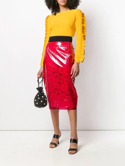 Shop N°21 Layered Midi Pencil Skirt In Red