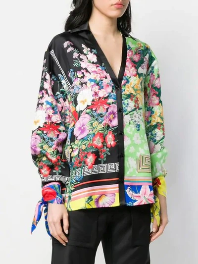 Shop Versace Floral Print Shirt In Black