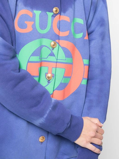 Shop Gucci Logo Bomber Jacket In Purple