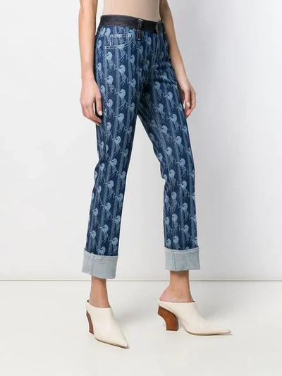 Shop Chloé Horse Printed Slim-fit Trousers In Blue