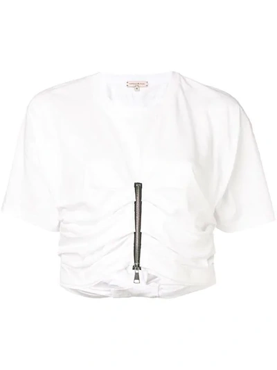 Shop Natasha Zinko Cropped Zip T-shirt In White