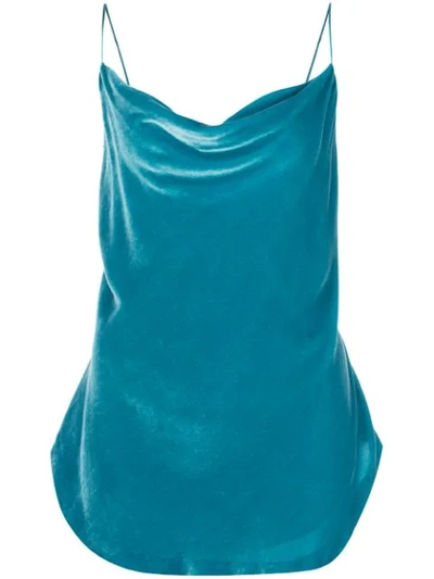 Shop Cinq À Sept Marta Velvet Draped Camisole In Blue