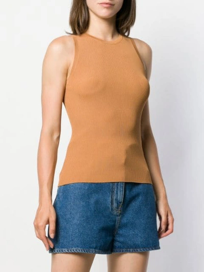 Shop Zimmermann Ribbed Racer-back Knitted Top - Brown