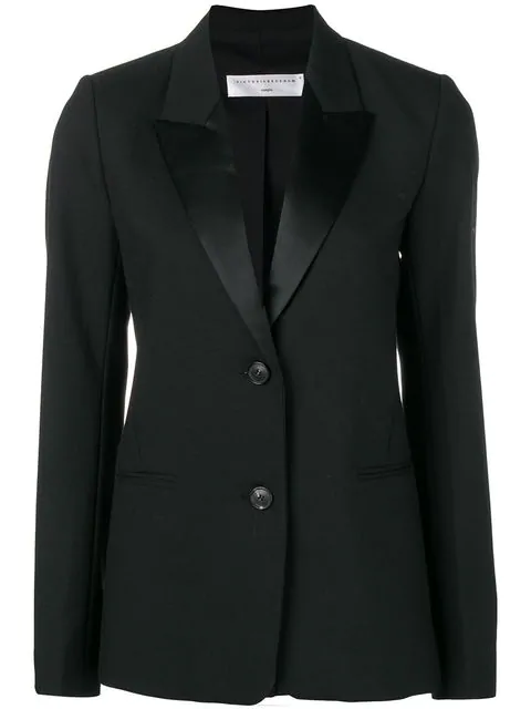 Victoria Beckham Satin Trim Blazer In Black | ModeSens