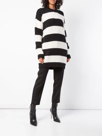 Shop Dsquared2 Oversized Knitted Striped Sweater In Black