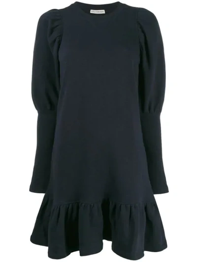 Shop Ulla Johnson Puff Sleeve Knitted Dress In Blue
