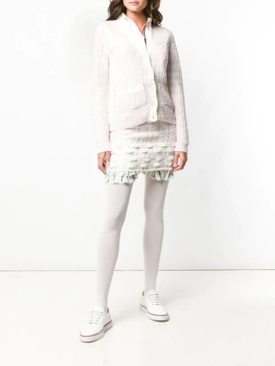 Shop Thom Browne Striped Sleeve Bouclé Knit Cardigan In Pink