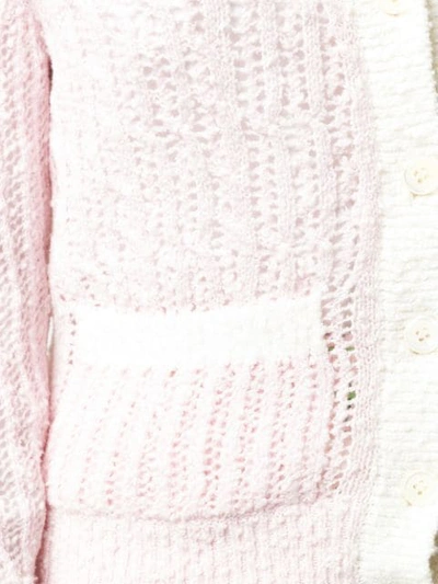 Shop Thom Browne Striped Sleeve Bouclé Knit Cardigan In Pink