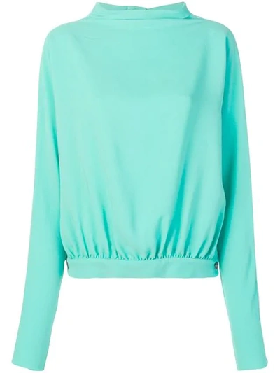 Shop Marni Gathered Hem Blouse In Green