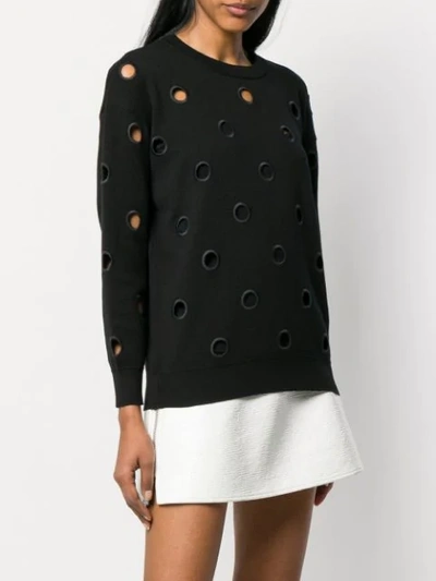 Shop Moschino Eyelet Detail Sweater In Black