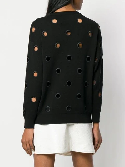 Shop Moschino Eyelet Detail Sweater In Black