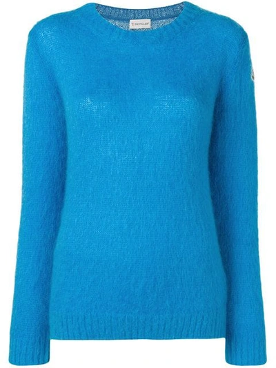 Shop Moncler Knitted Sweater In Blue
