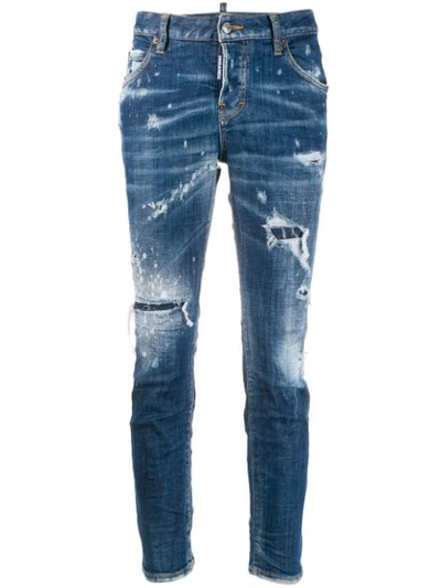 Shop Dsquared2 Distressed Slim-fit Jeans In Blue