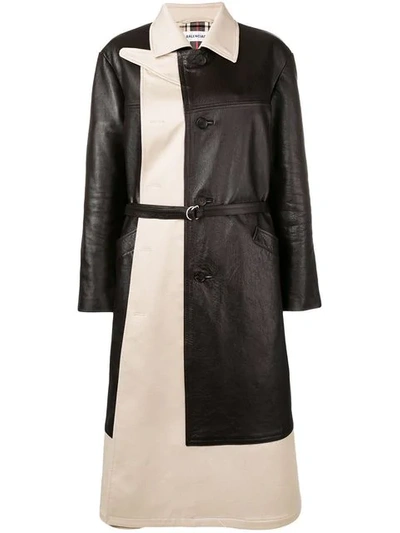 Shop Balenciaga Layered Coat In Brown