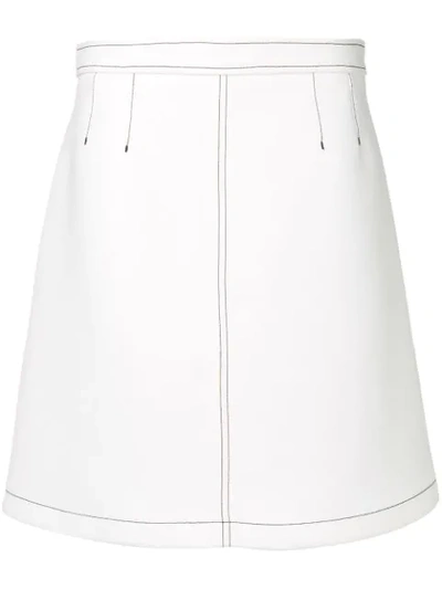 Shop Red Valentino Contrasting Stitch Detail Skirt In White
