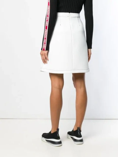 Shop Red Valentino Contrasting Stitch Detail Skirt In White